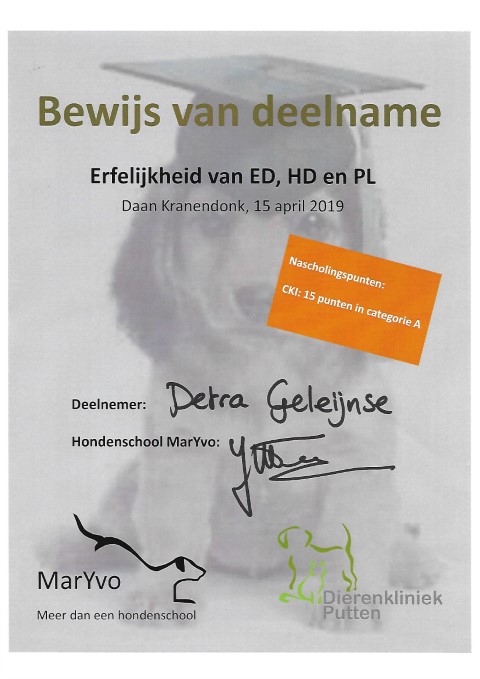 Erferlijkheid ED HD en Patella certificaat